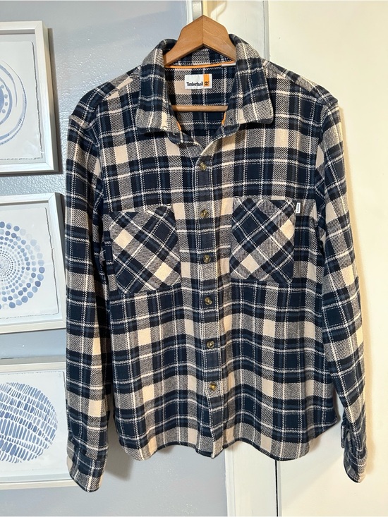 Timberland Other - Timberland Men’s Size L Navy and Off White Plaid Flannel Button Up Shirt